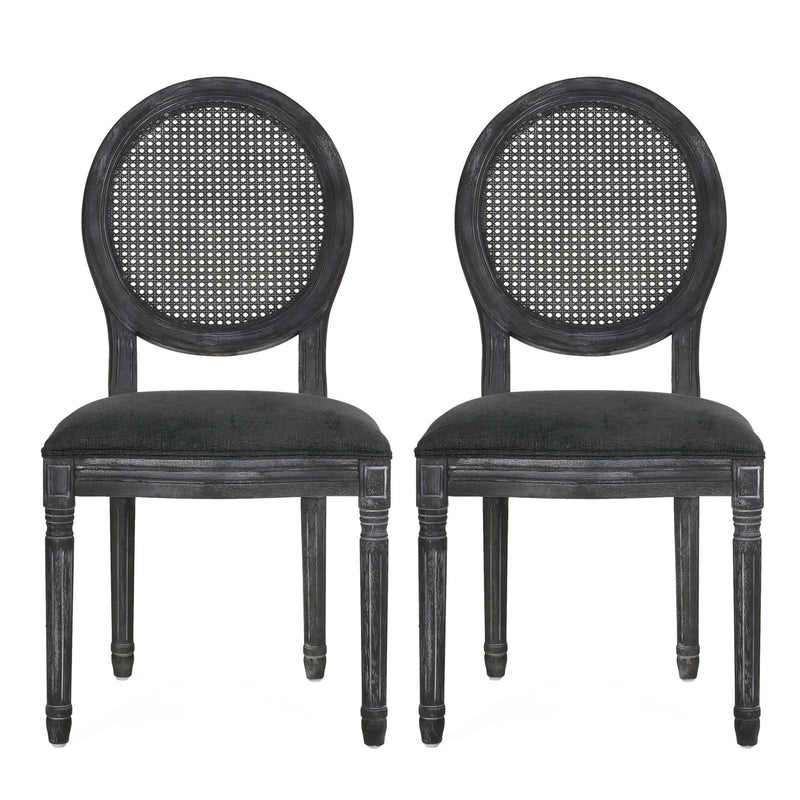 French Country Dining Chair With Cane Backrest (Set of 2)