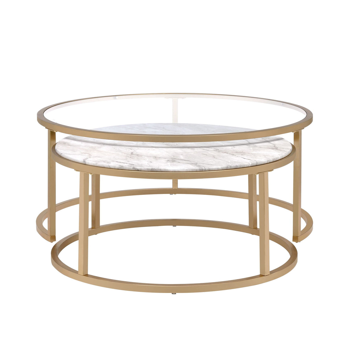 Shanish - Engineered Stone Top Nesting Table Set - Gold
