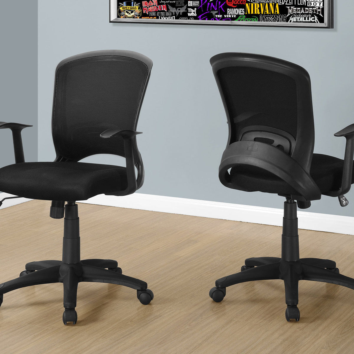 Office Chair, Adjustable Height, Swivel, Ergonomic, Armrests, Mesh - Black