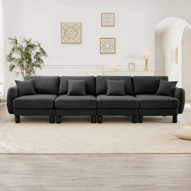 4-Seater Boucle Sofa - Dark Gray Boucle