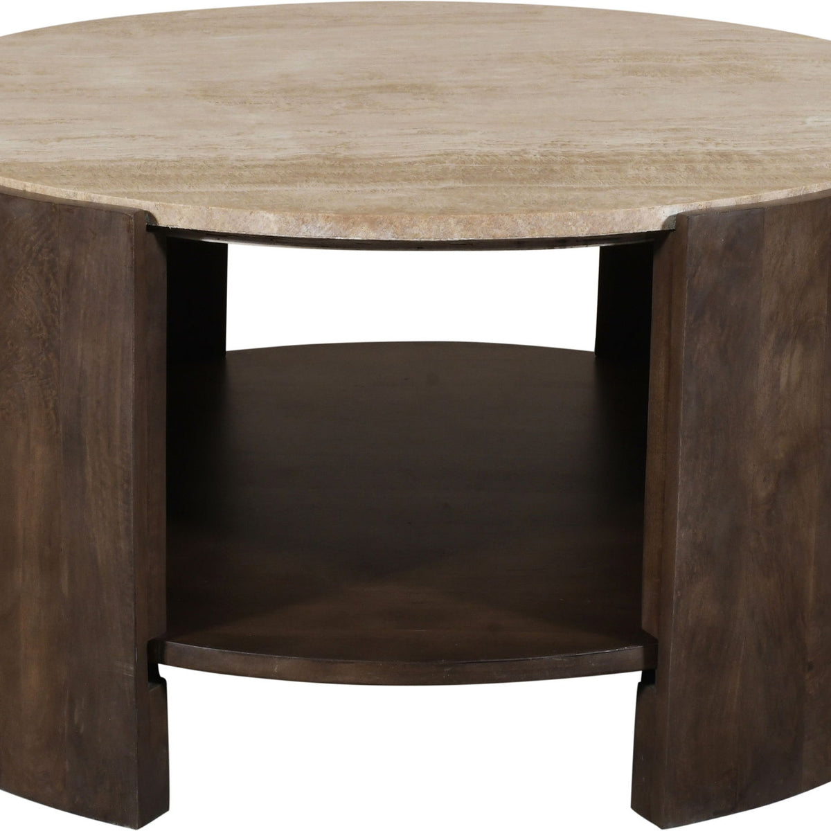 Solstice - Travertine And Mango Wood Table
