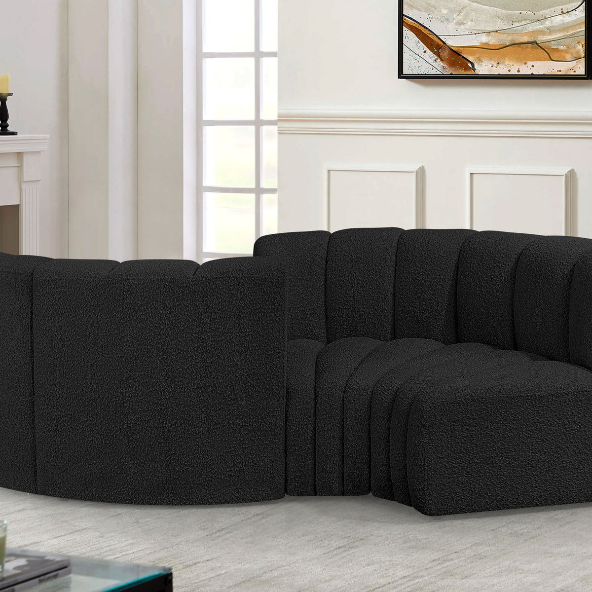 Arc - Boucle Fabric 4 Piece Curved Modular Sofa