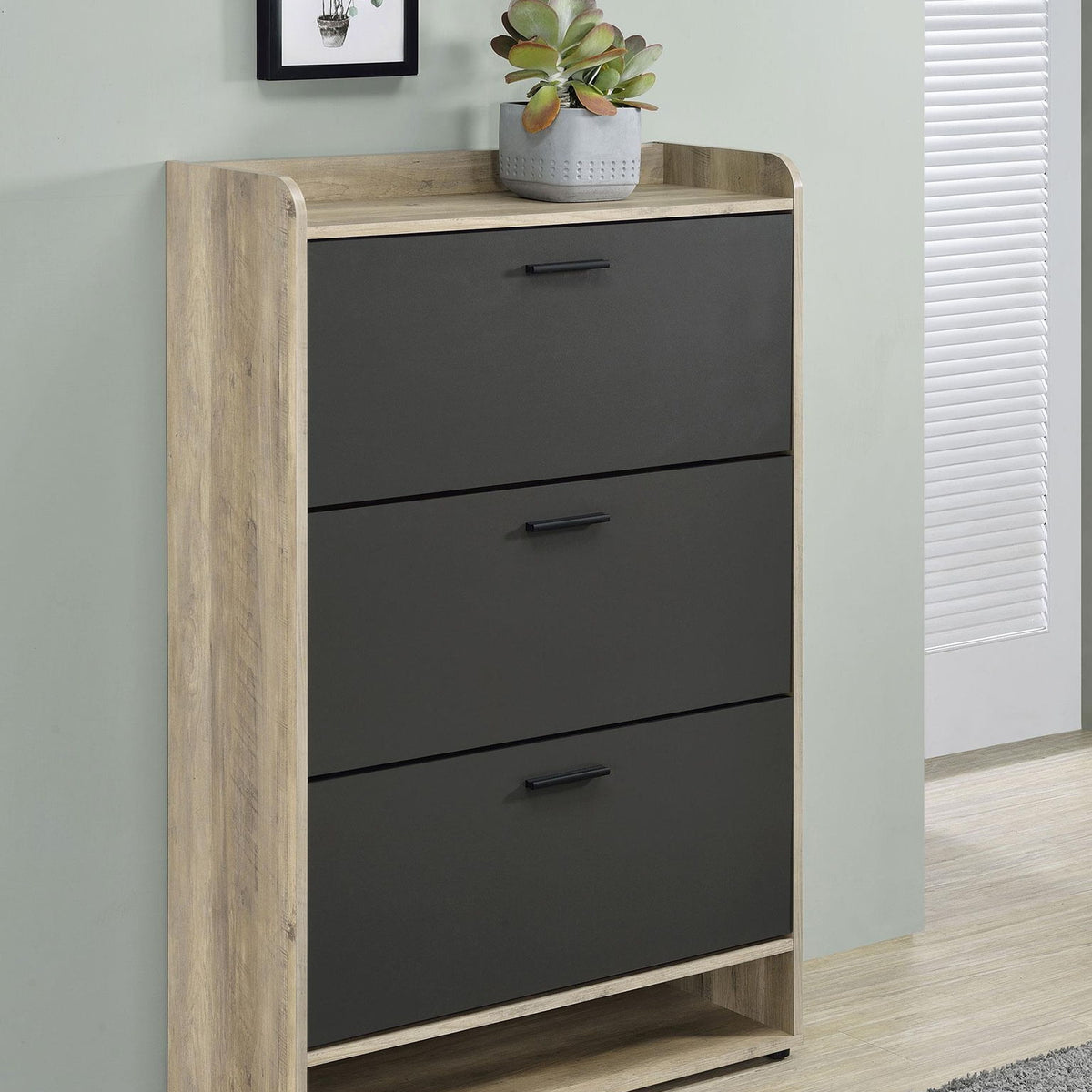 Denia 3-tier Engineered Wood Shoe Cabinet Grey