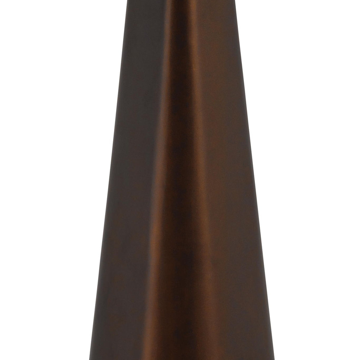 Bronze metal lamp base with dark top and white fabric shade