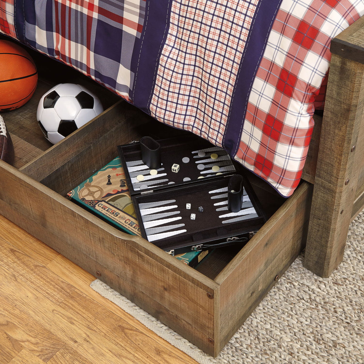 Trinell - Twin Bookcase Bed With 1 Large Storage Drawer - Brown