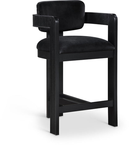 Sacha - Velvet Stool With Black Base