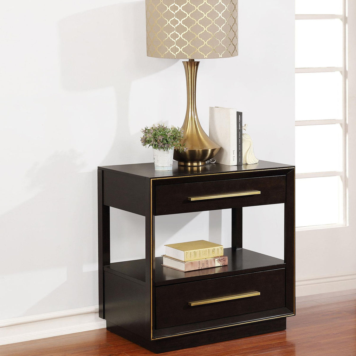 Durango 2-drawer Nightstand Smoked Peppercorn