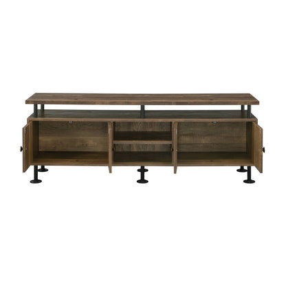 Ensata II - TV Stand - Rustic Oak / Black