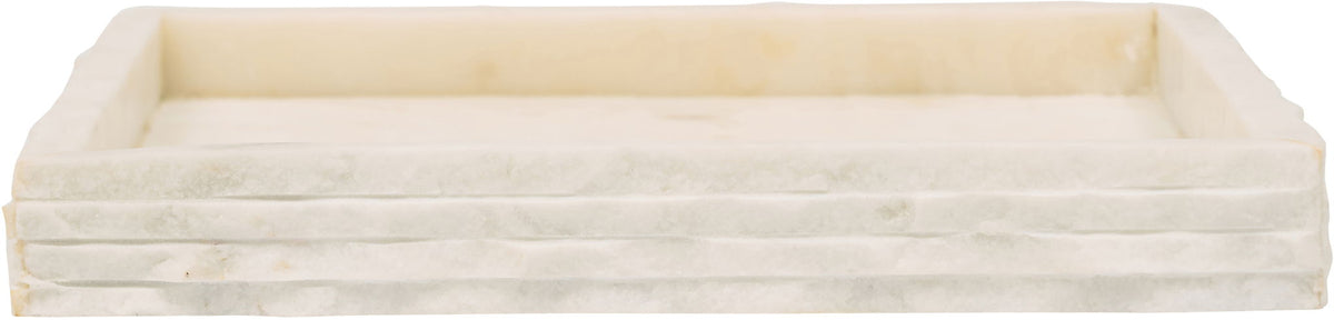 Genuine marble tray with rectangular rim, pale cream stone interior.