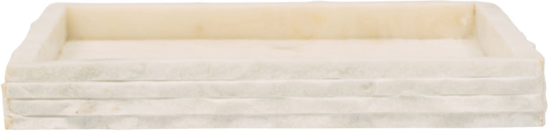 Genuine marble tray with rectangular rim, pale cream stone interior.