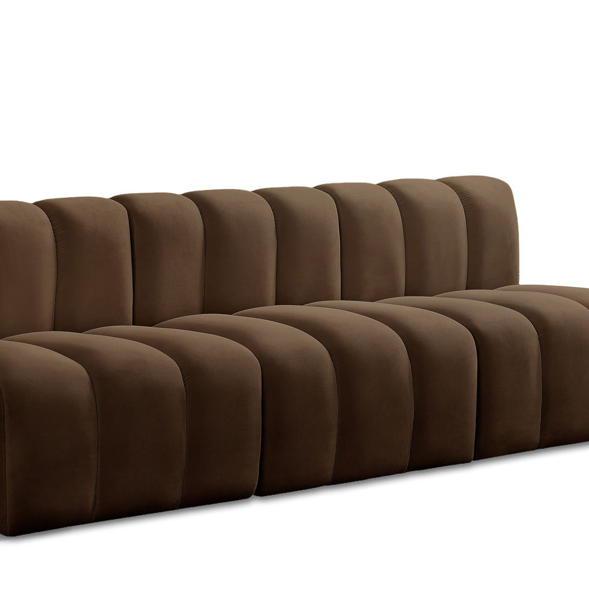 Arc - Velvet 4 Piece Modular Straight Sofa - Brown