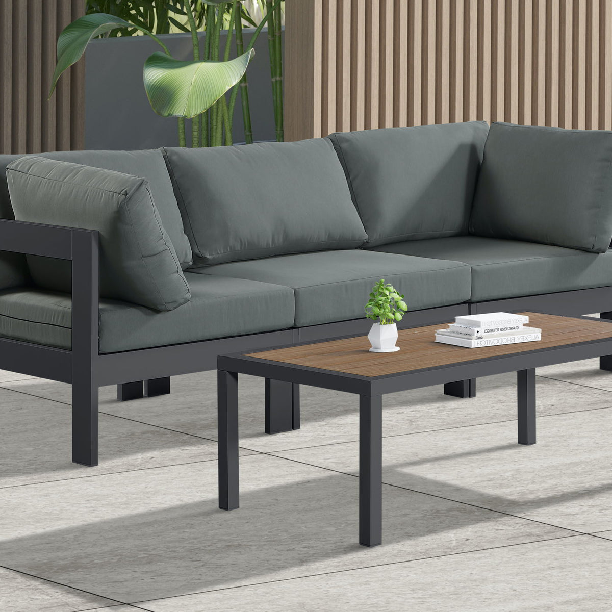 Nizuc - Outdoor Patio 3 Seat Modular Sofa With Gray Frame
