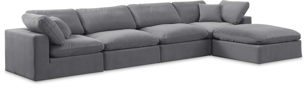 Comfy - 5 Piece Velvet Modular Sectional With Chaise