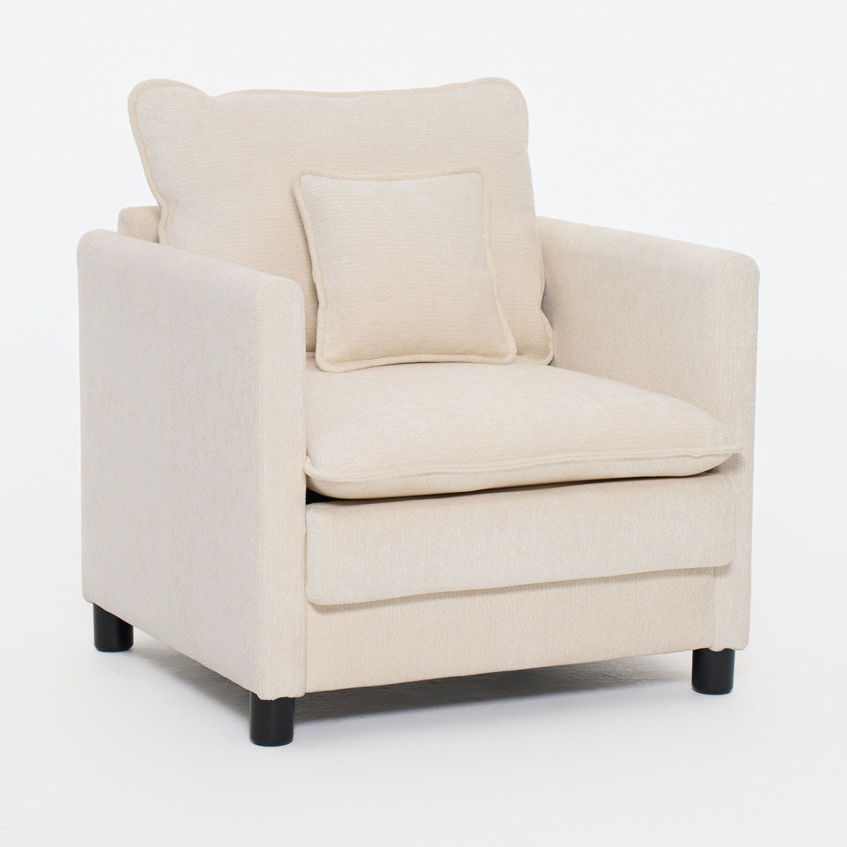 Single, Reading Armchair With 3 Pillow Comfort Set For Living Room - Beige