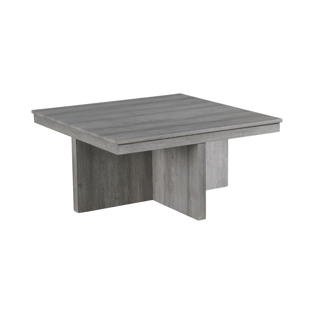 Uster light gray square coffee table with smooth top and vertical plank sides