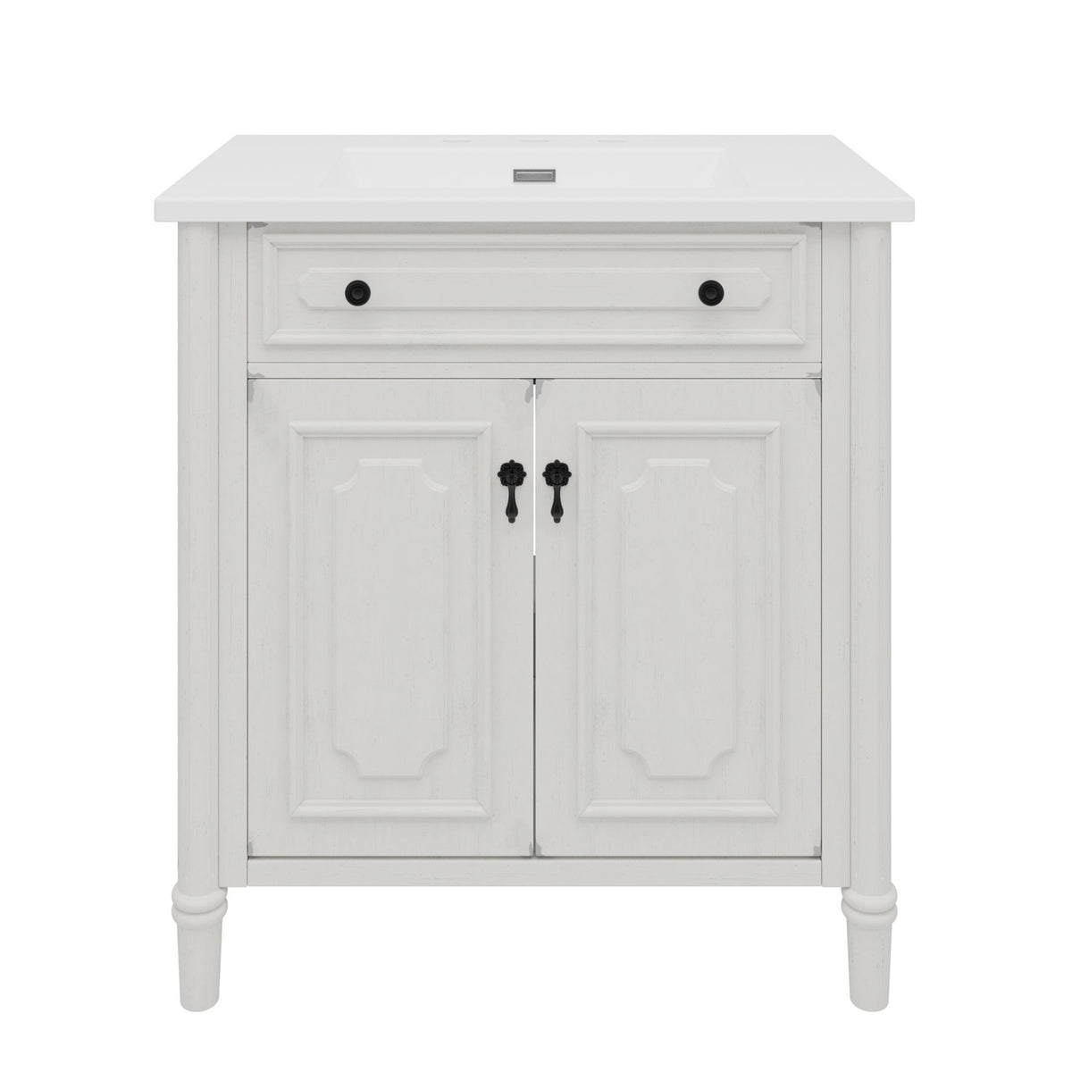 Vintage Bathroom Vanity With Sink, Rustic Cabinet With Soft Close Doors