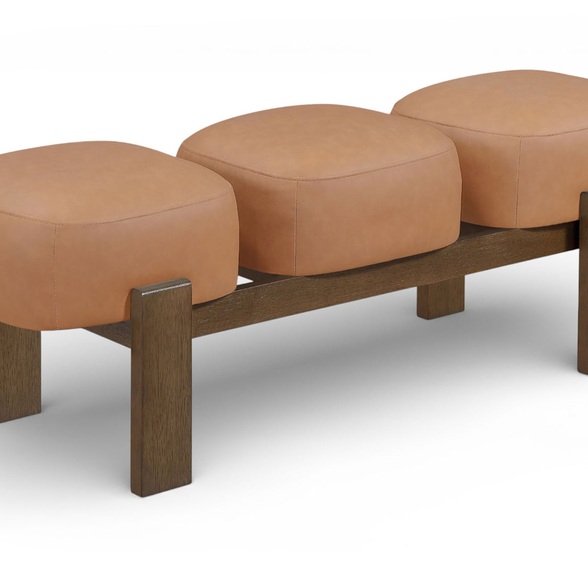 Woodcrest - Vegan Leather Upholstered Bench - Painted Brown Walnut Base