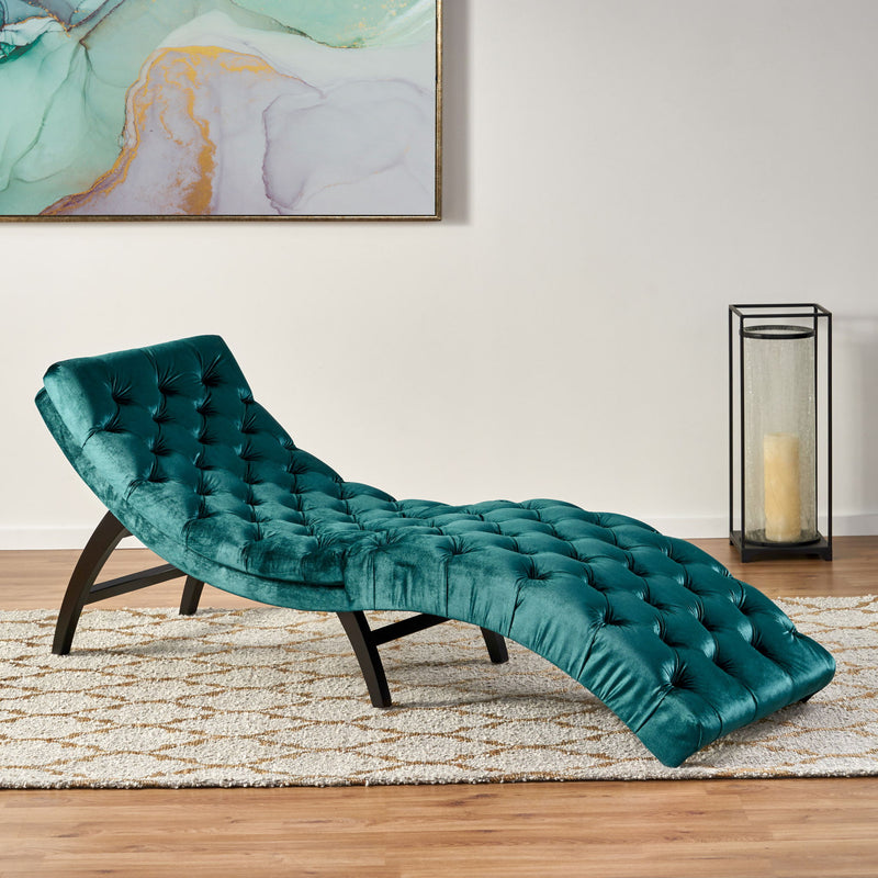 Elegant Tufted Chaise Lounge With Curved Design