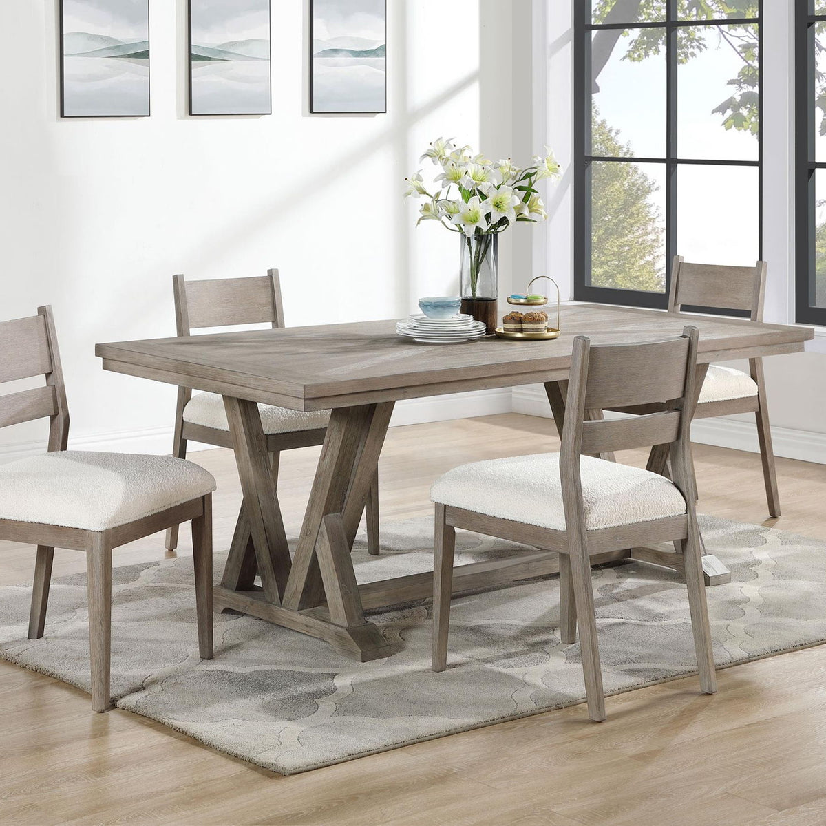 Cornelia 5-piece Rectangular Dining Table Set Coastal Grey