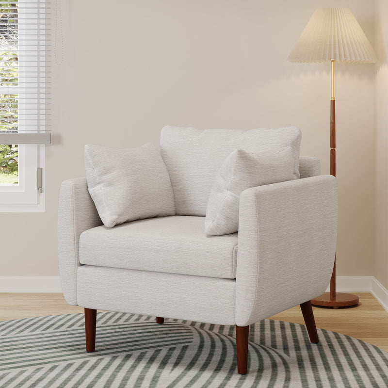 Luminate - Upholstered Fabric Club Chair With Tapered Legs And 2 Accent Pillows