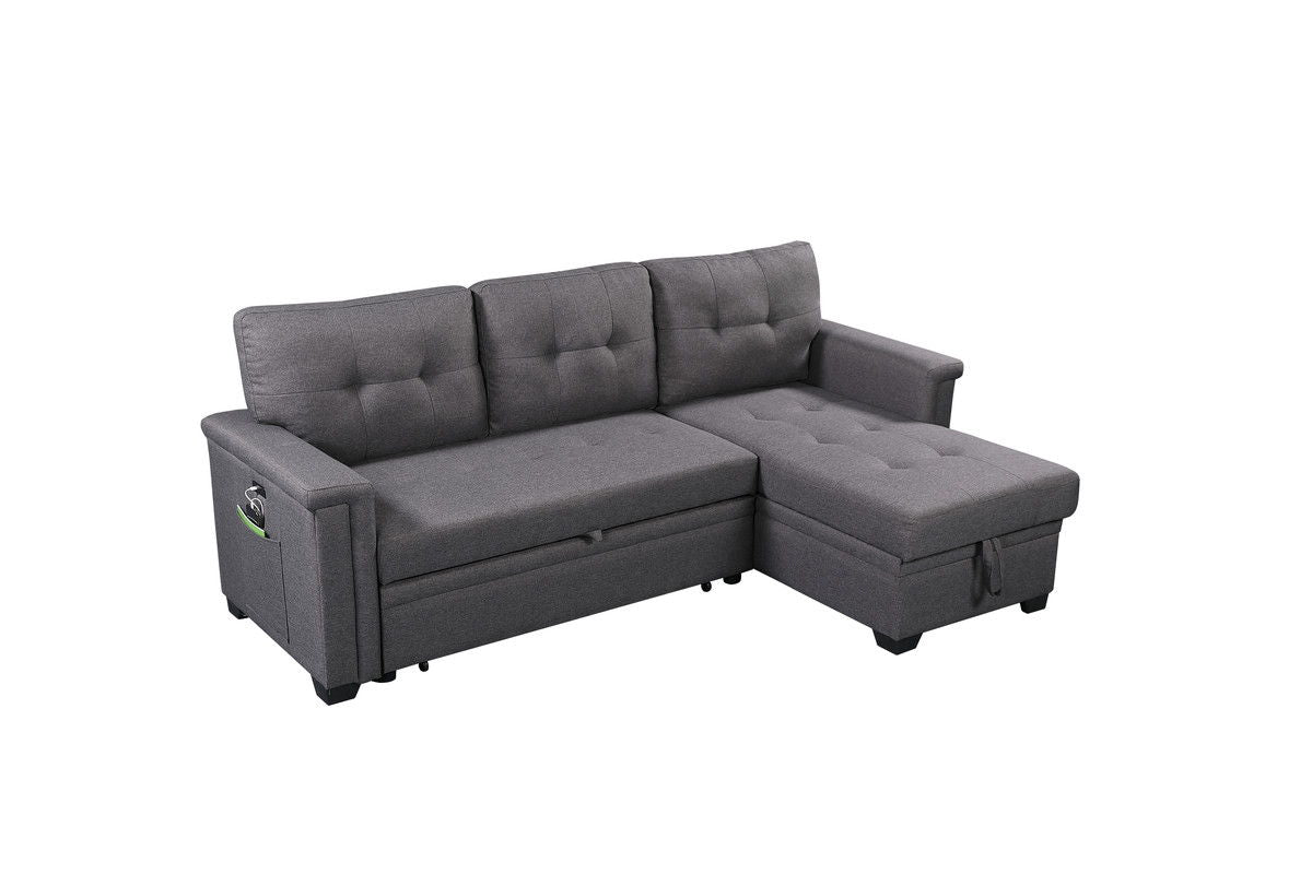 Ashlyn - Reversible Sleeper Sectional Sofa With Storage Chaise, USB Charging Ports And Pocket