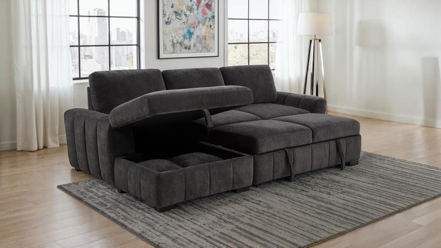 Pastrana - LAF Chaise With 1 Piece Pillow, Box 2 of 2 - Charcoal Gray