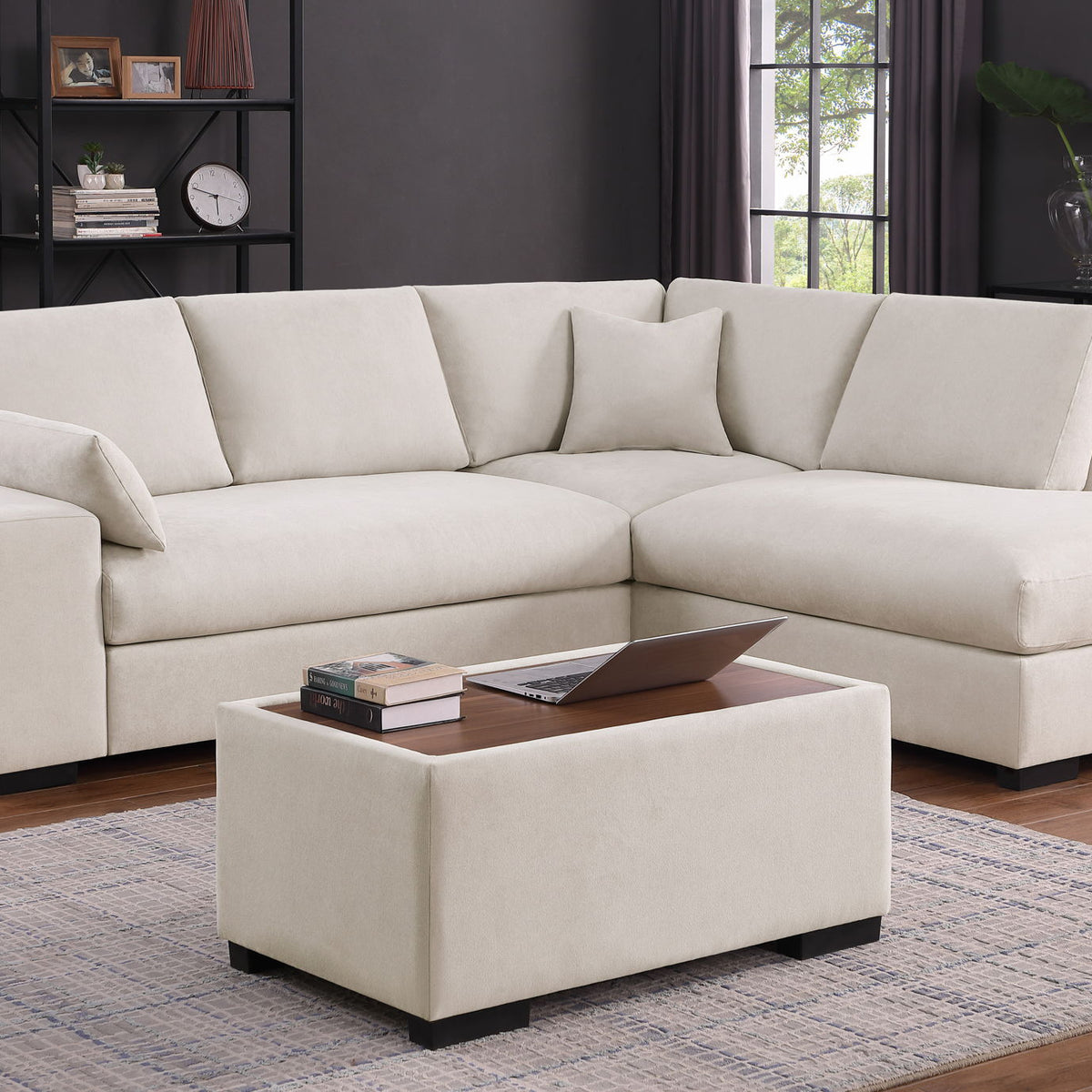 Joshua - 100" Sectional Sofa with Right Facing Chaise and Console Ottoman
