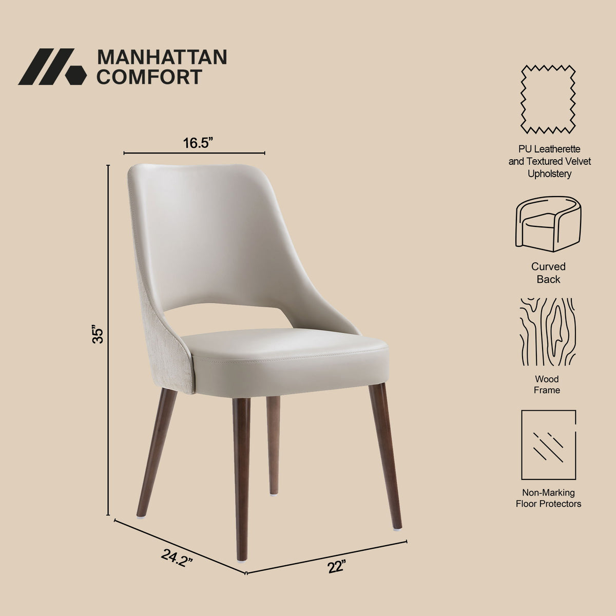 Manhattan Liora - Wood Upholstered Side Chair (Set of 2)