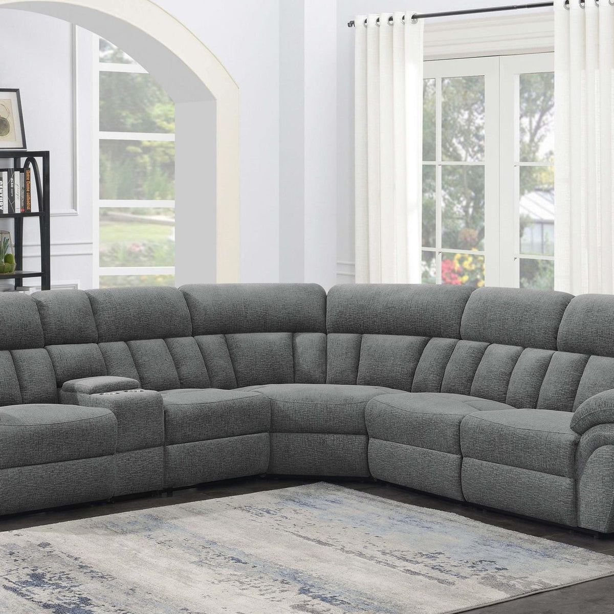 Bahrain 6-piece Modular Power Reclining Sectional Charcoal