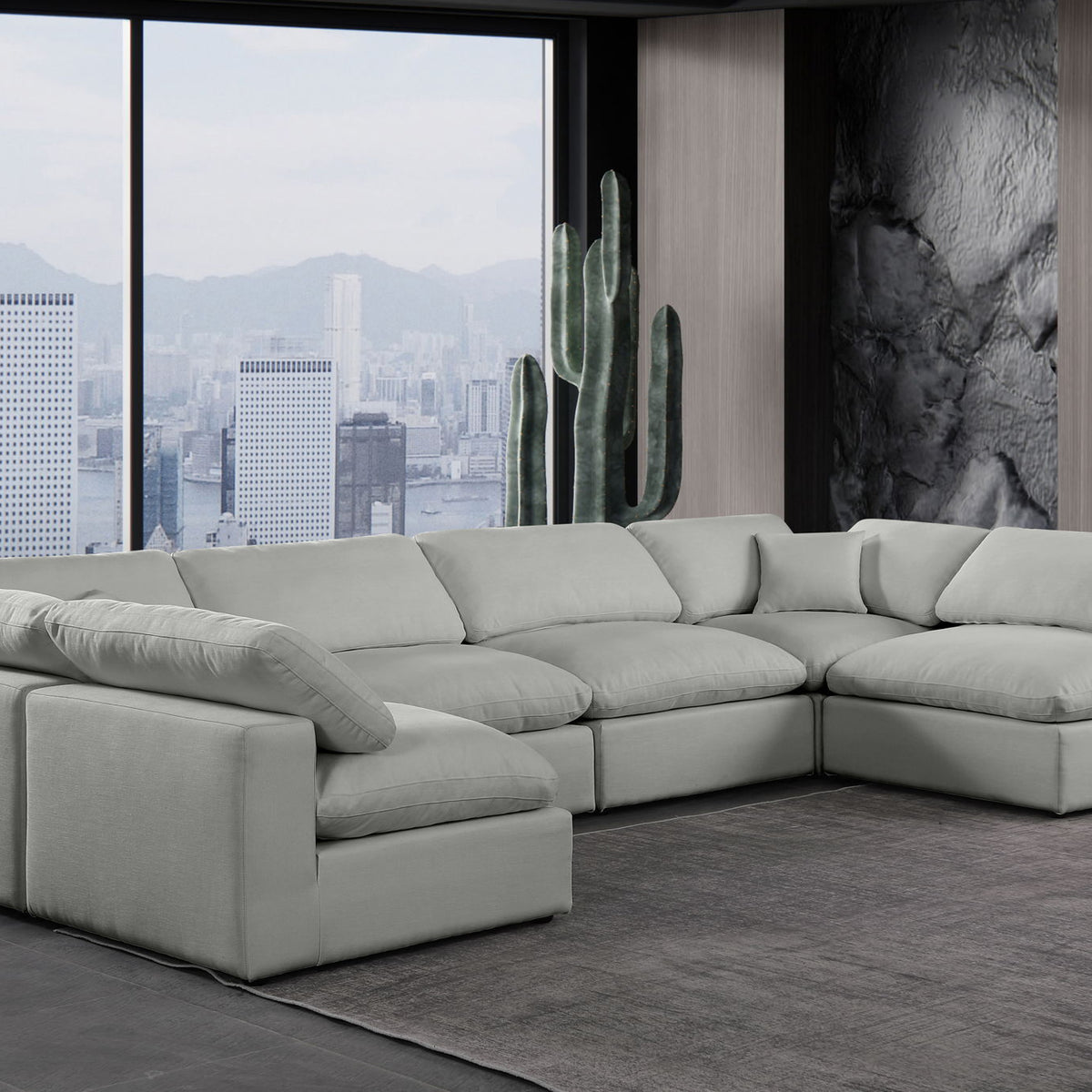 Comfy - 6 Piece Linen Modular Armless Sectional