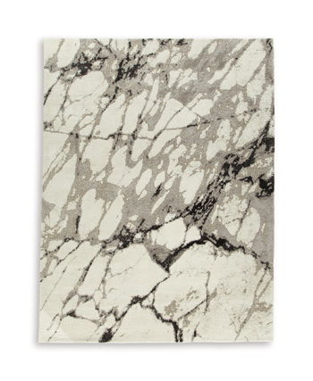 Gray marble-pattern area rug with abstract veining