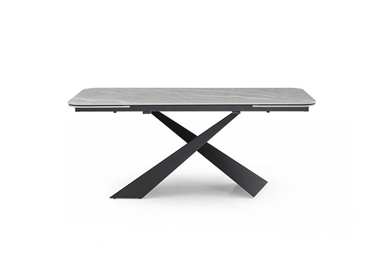 9422 - Ceramic & Metal Dining Table - Gray / Black