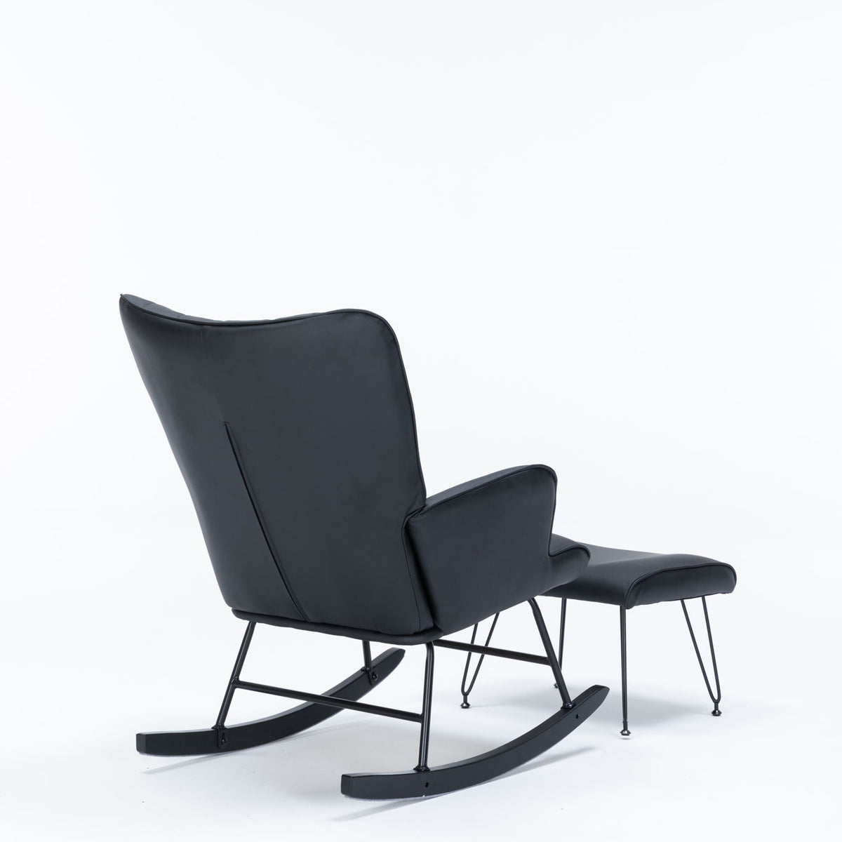 Rocking Accent Chair With Lumbar Pillow And Ottoman