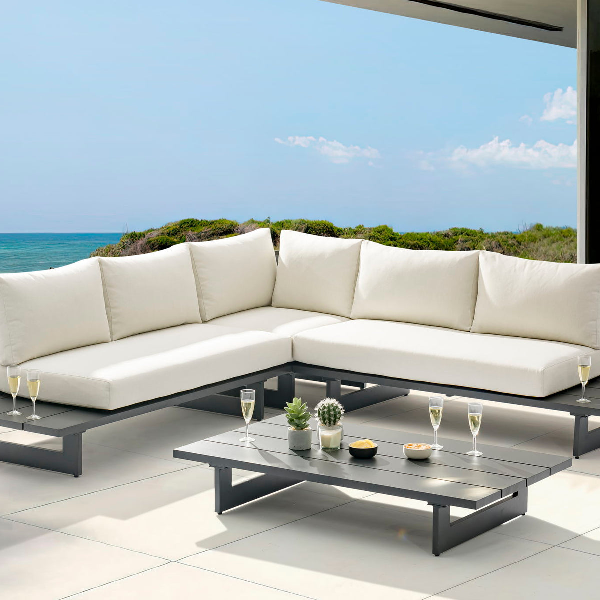 Maldives - Water Resistant Outdoor Patio Sectional With Gray Frame