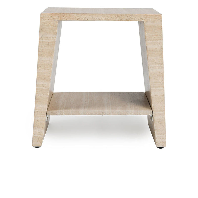 Rosen - Outdoor Concrete Rectangle End Table - Travertine
