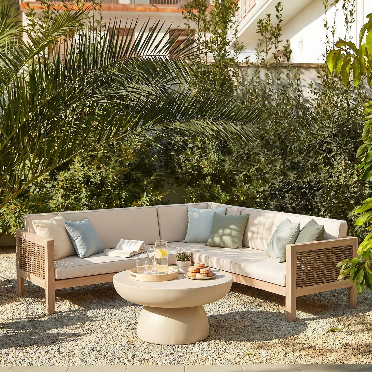 Emir - 5 Seater Sofa Conversational Sets - Light White / Sand