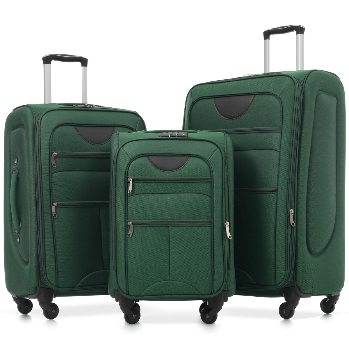 Softside Luggage Expandable 3 Piece Set Upright Spinner Lightweight Suitcase
