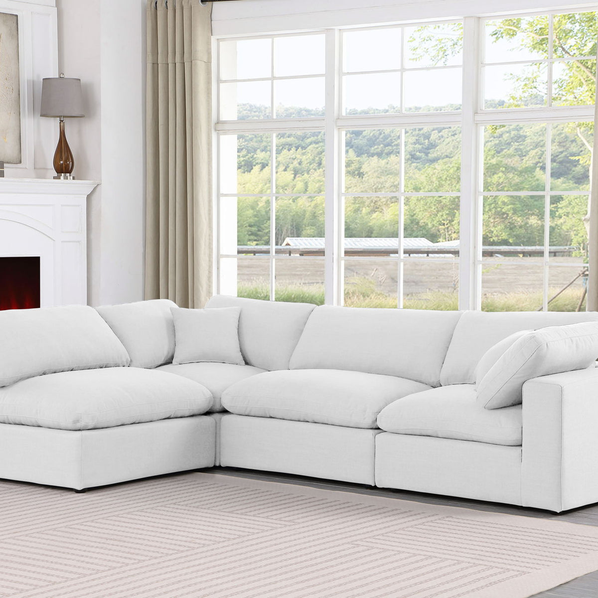 Comfy - 4 Piece Linen Fabric Modular Armless Sectional