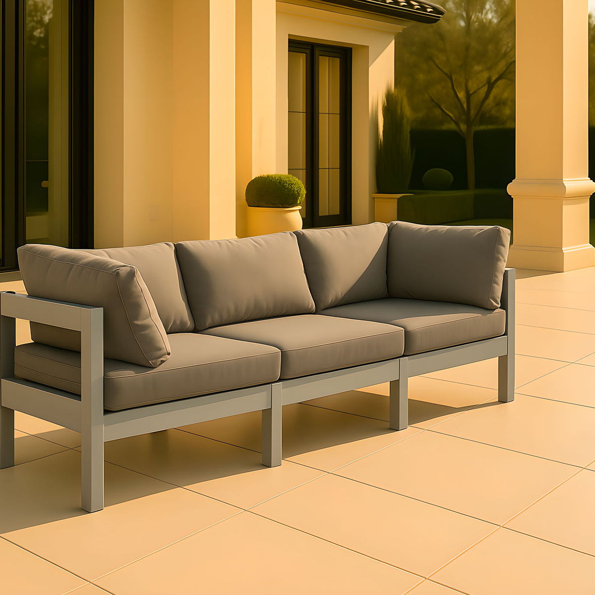 Nizuc - Outdoor Patio 3 Seat Modular Sofa With White Frame