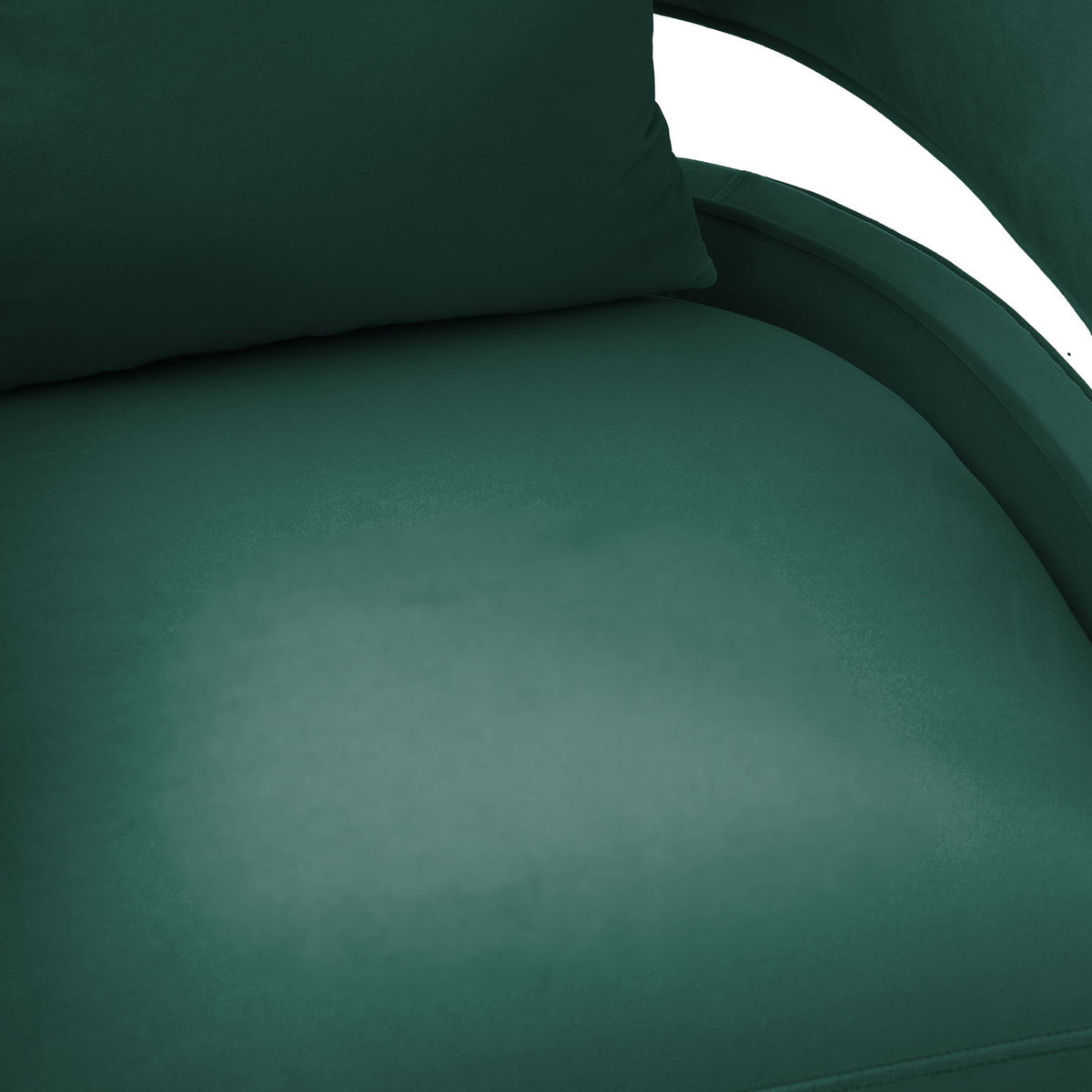 Green swivel chair seat cushion with upholstered arm and back panel