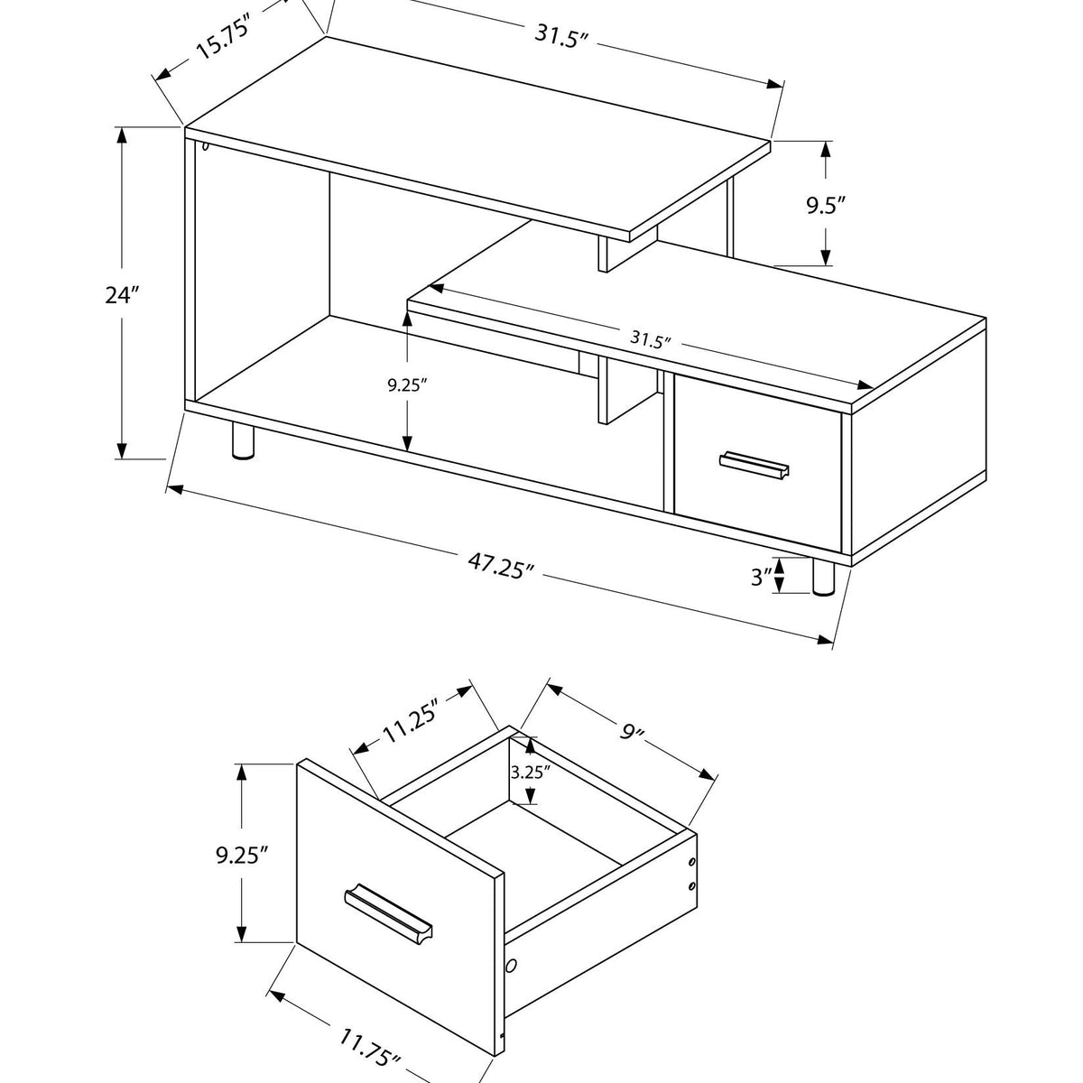 TV Stand, Console, Media Entertainment Center, Storage Drawer, Contemporary