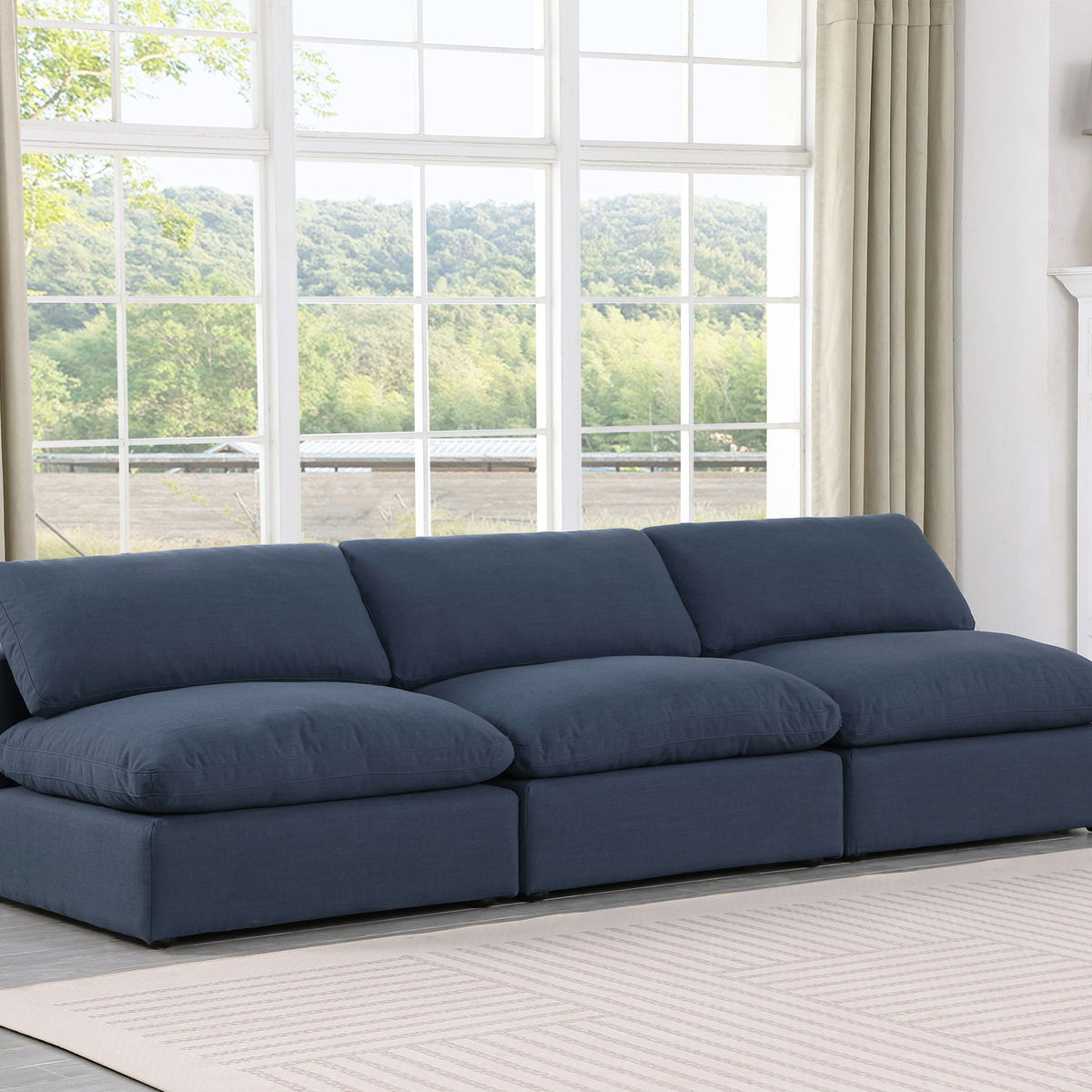 Comfy - Linen Modular Armless Sofa 3 Seats