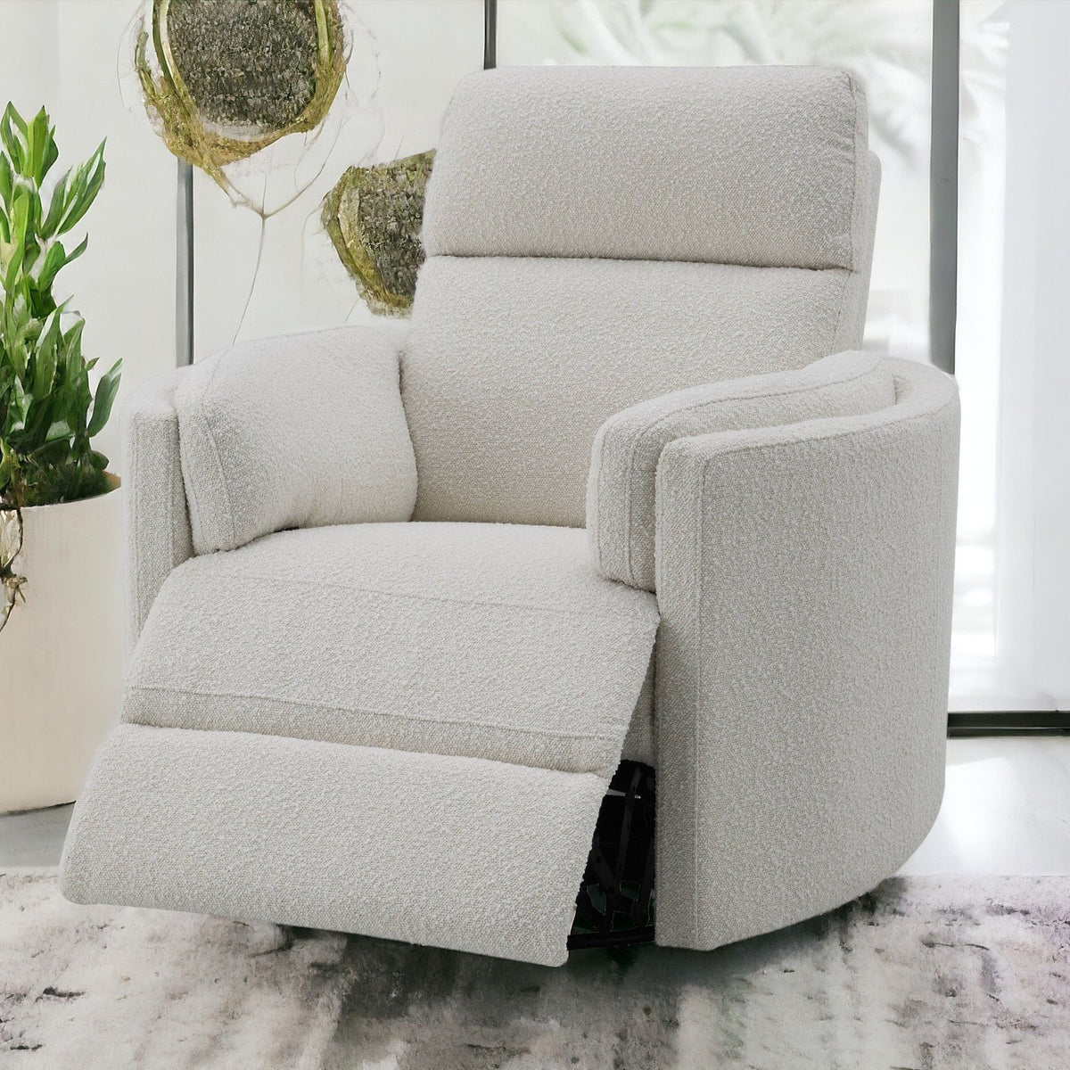 Sagen - Chenille Glider Recliner With Swivel