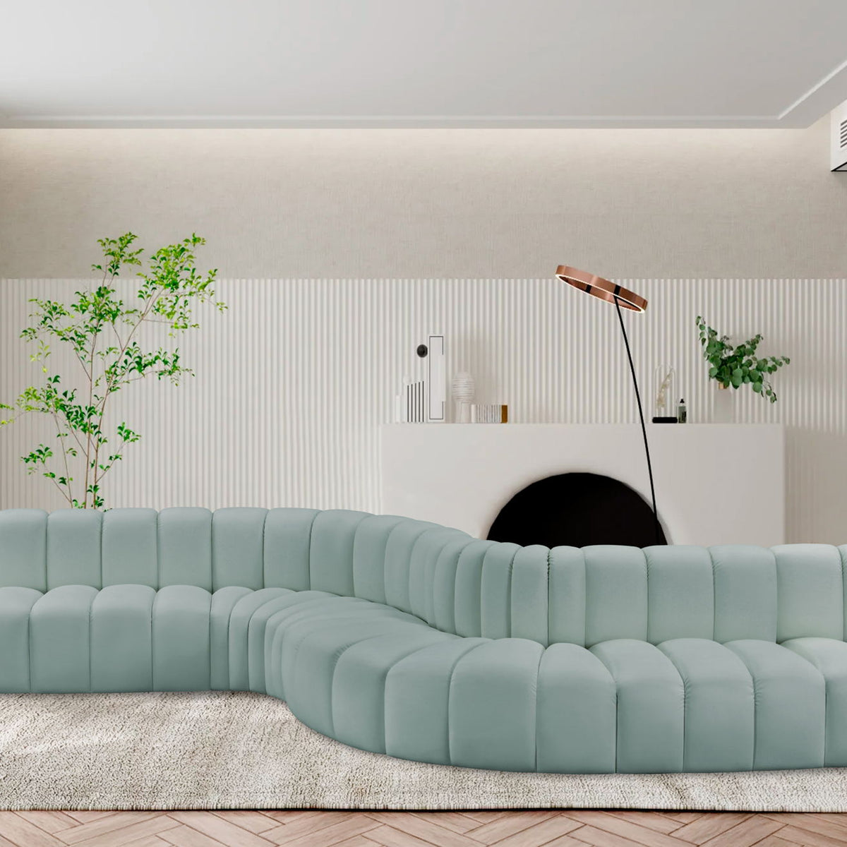 Arc - Faux Leather 8 Piece Curved Modular Sofa