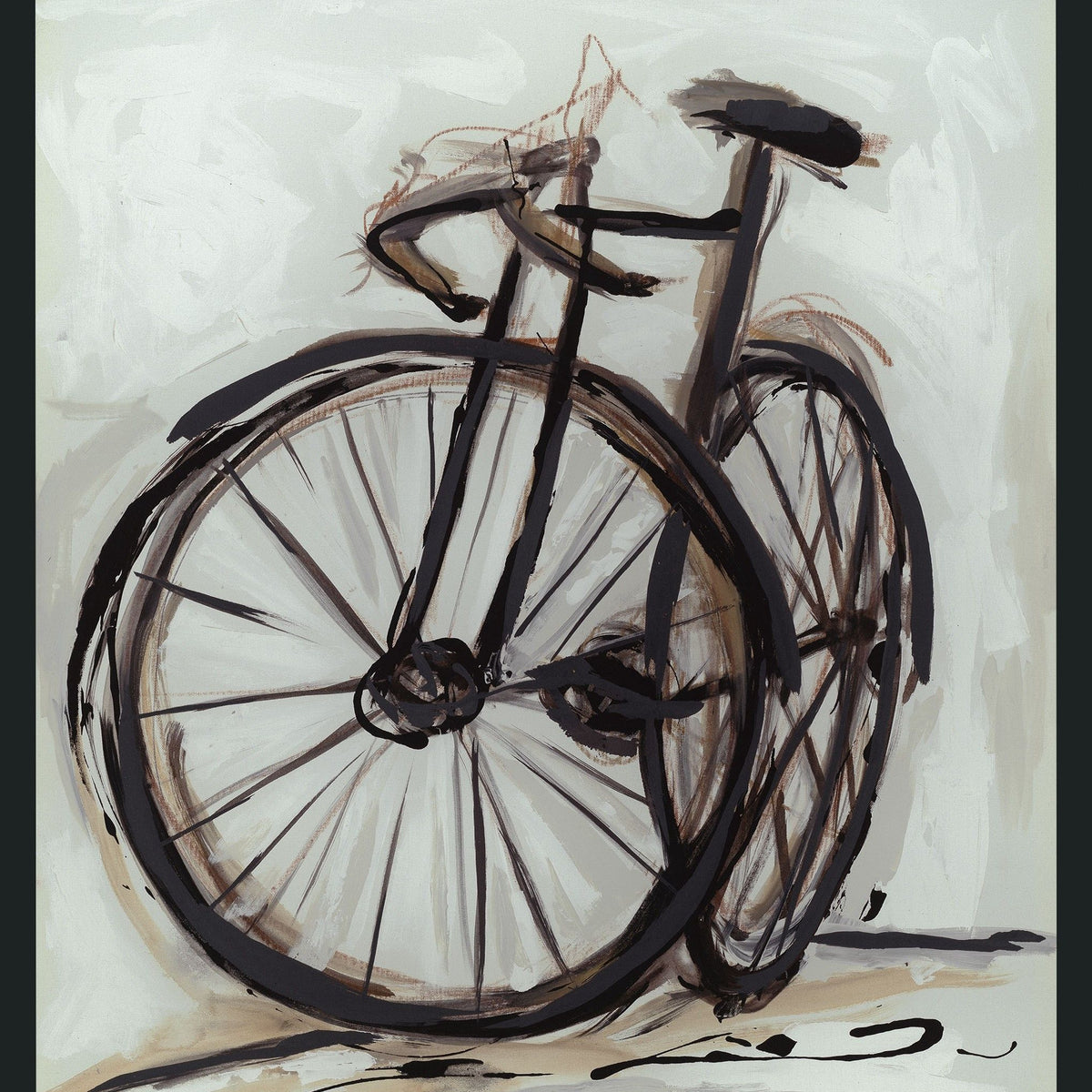 Pedal - 48" x 72" Painting By Buddy Whitlock - Black / Light Blue