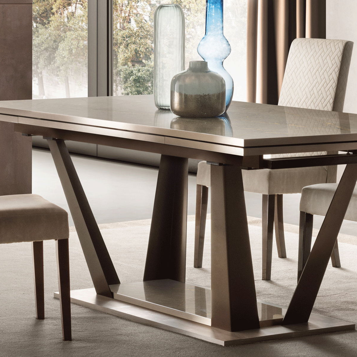 ArredoAmbra - Table With 2 Extensions - Dark Brown