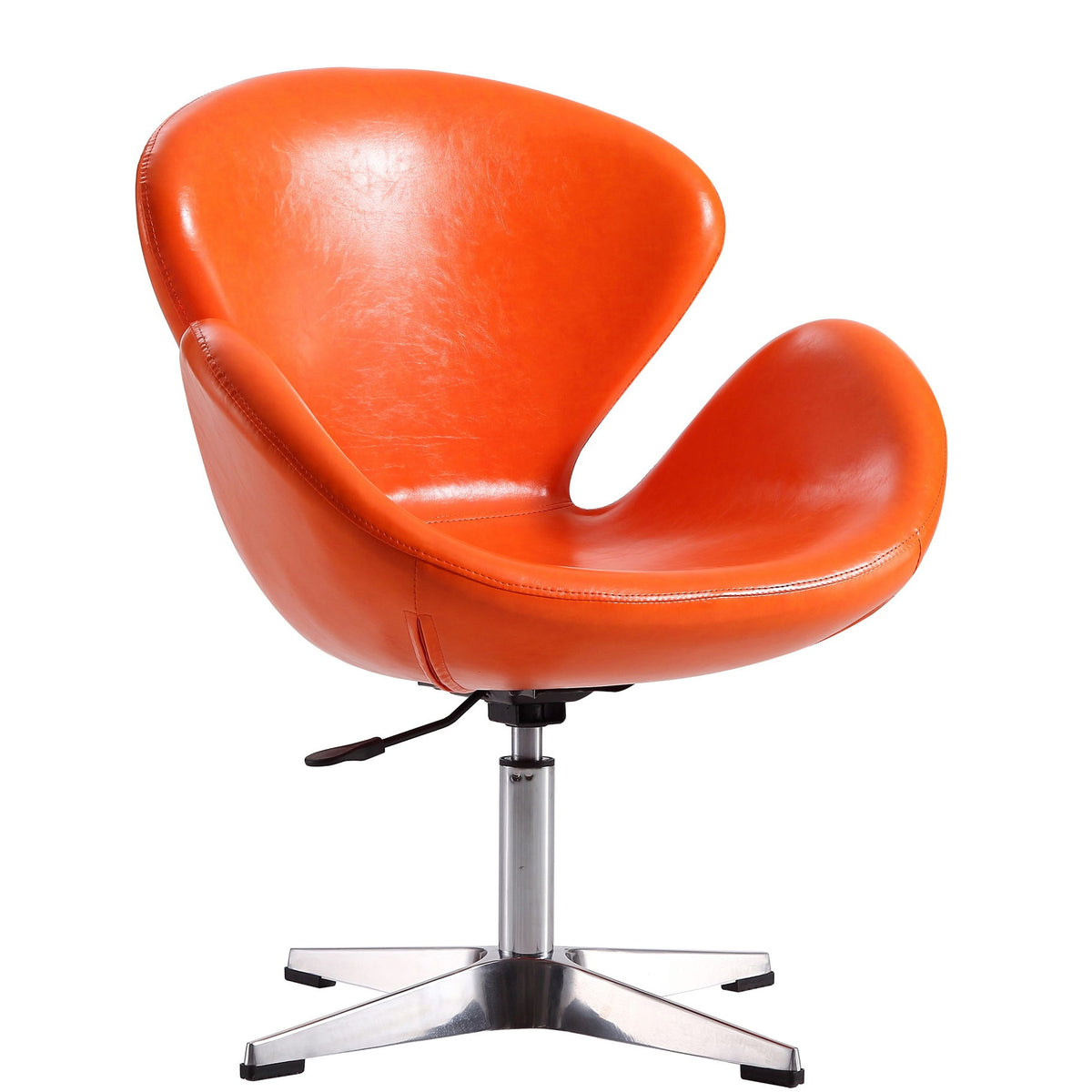 Raspberry - Vegan Leather Swivel Lounge Chair - Orange