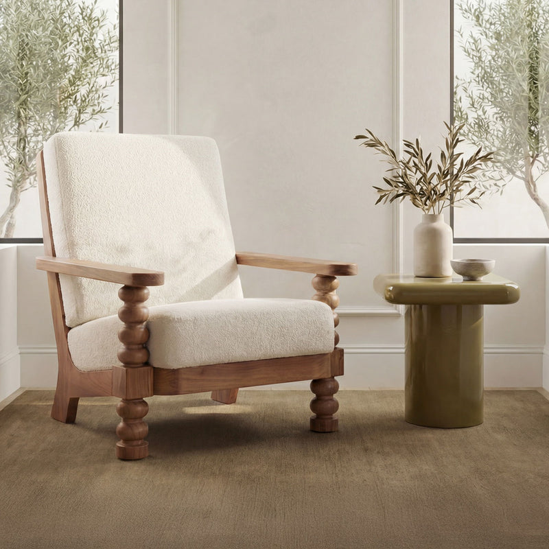 Ingrid - Accent Chair - Off White / Light Brown