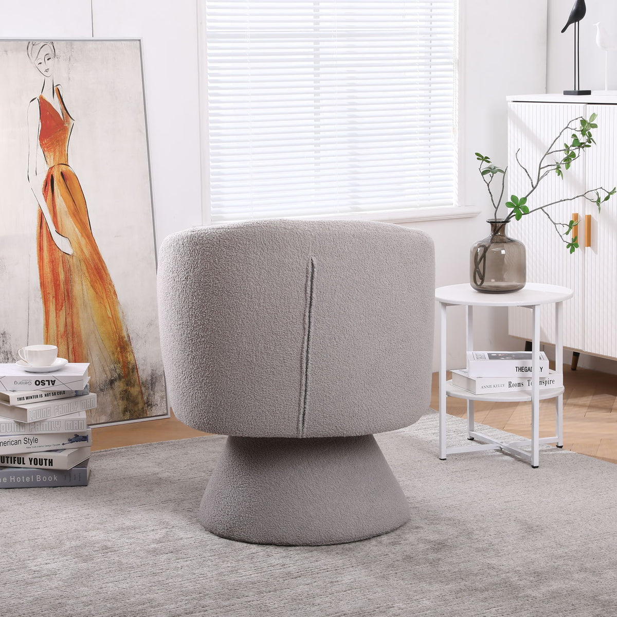 Swivel Accent Chair Armchair, Round Barrel Chair For Living Room Bedroom