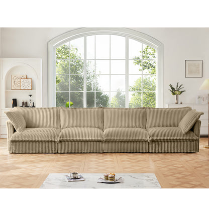 4-Seater Slipcovered Corduroy Sofa - Camel Corduroy